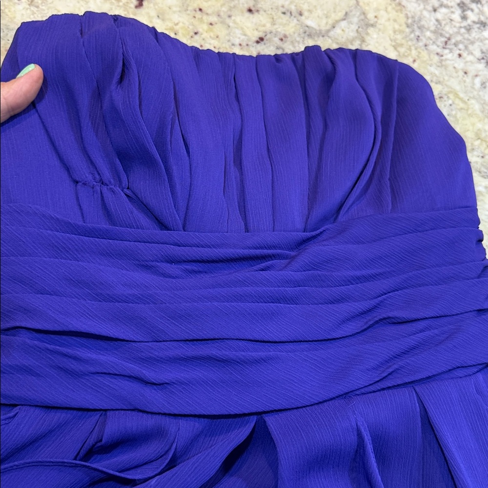 David’s Bridal ruched strapless cocktail dress purple Size 2 - Picture 5 of 9